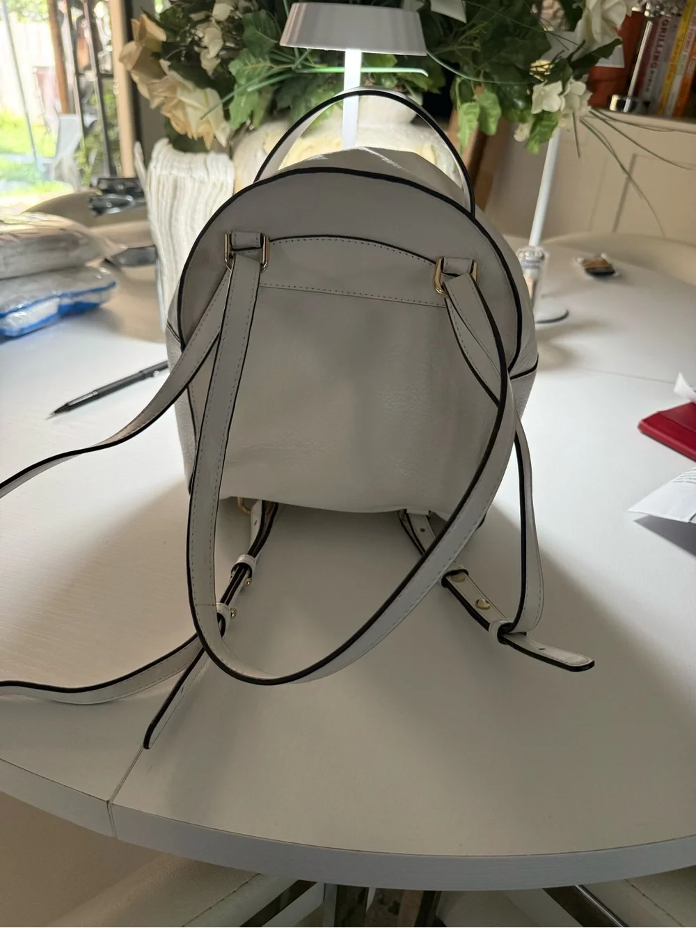 Michael Kors White Leather Mini Backpack